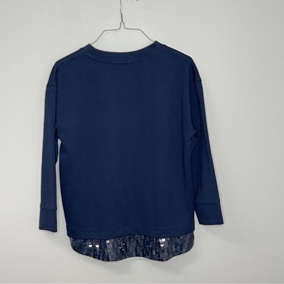 J. Crew Sequin Trim Navy Blue Sweatshirt Size Small - Picture 5 of 8
